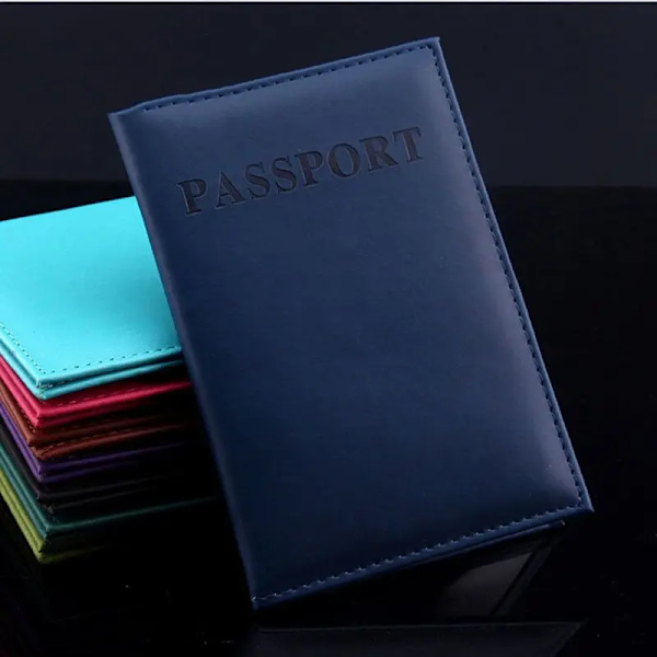 PU Läder Kvinnor Cover Pink World Universal Resepass Biljetthållare Cover på case Passpåse Dark blue