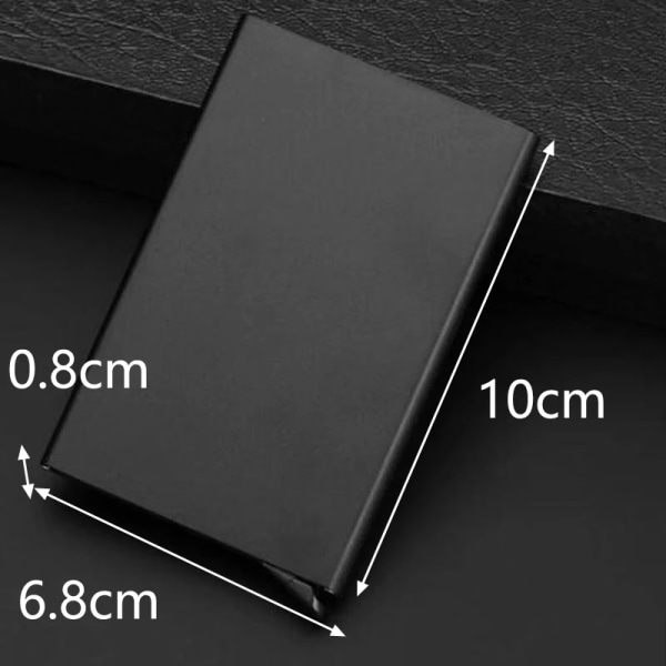 Ny Automatisk Silde Aluminium ID Kontantkortshållare Män Business RFID Blockeringsplånbok Kreditkortsskydd Case Fickväska black