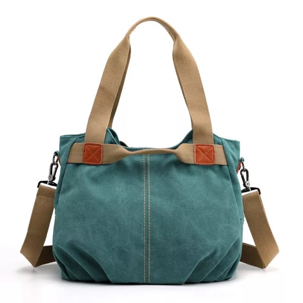 Canvas Hobos Bag Dam Handväskor Kvinnlig Designer Stor kapacitet Fritid Axelväskor för resor Helg Utomhus Bolsas Färger Green 35x28x22cm