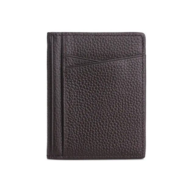 Supersmal mjuk plånbok 100 % äkta läder Mini kreditkortsplånbok Plånbok Korthållare Herrplånbok Tunn Liten coffee