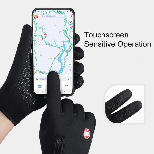 Pekskärm Vinter Thermal Varma Cykelcykelhandskar 2XL XXL Cykelskidor Utomhuscamping Vandring Motorcykelhandskar Helfinger C Grey M