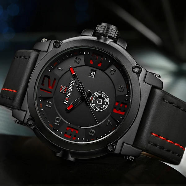 NAVIFORCE Sport Herrklockor Toppmärke Lyx Vattentät Läder Kvarts Armbandsur 9099 Relogio Masculino brown