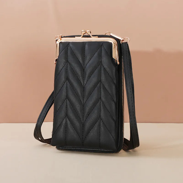 NYTT Mode Stenmönster Crossbody-väska Dam PU-läder Lyx Samll Telefonficka Damväska Axelväskor Handväskor B-black