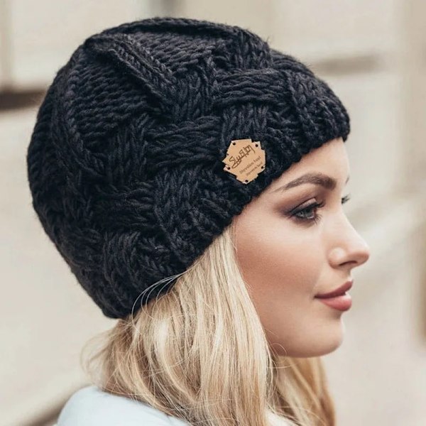 Nya Vintermössor Dammode Stickad Beanie Virkad Skullies Hatt Höst Utomhus Varma Beanies Mössor Vilda Tillbehör  N beige