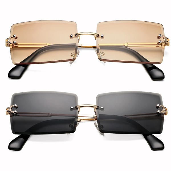Nya båglösa rektangulära solglasögon för kvinnor Trendiga ramlösa fyrkantiga solglasögon för män Ultralätt UV400-glasögon unisex C6 Blue MULTI
