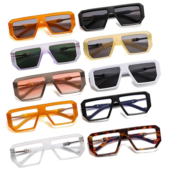 SO&EI Retro Polygon Fyrkantiga Solglasögon Kvinnor Mode Jelly Färg Glasögon Skärmar UV400 Märkesdesigner Män Trendiga Solglasögon Orange light gray As the picture