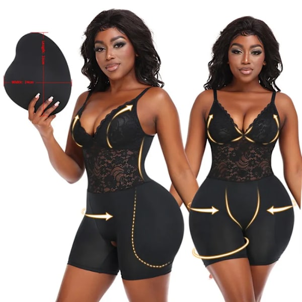 2023 Summer INS Sexig spets slimming bodysuit för kvinnor FAKE ASS Butt Lifter Shapewear Hip Enhancer Vadderade underkläder Fajas Beige-Hip Pads 4XL