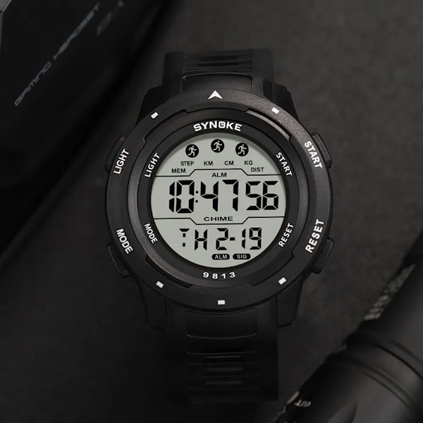 SYNOKE Herr Watch Sportklockor Timing Funktion Väckarklocka Vattentät 50M Watch Militärklocka Stor skärm yellow
