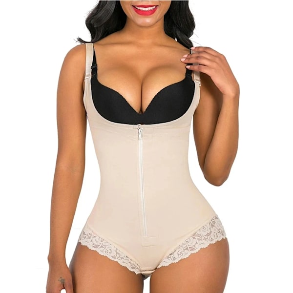 Body för kvinnor Shapewear Body Shaper Butt Lifter Ingen dyna Magkontroll Slimming Plus S-3XL Underkläder Fajas Colombianas Zipper Beige L