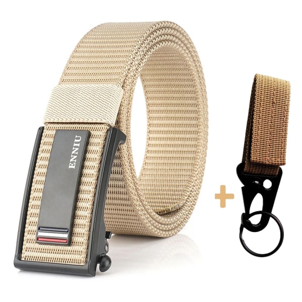 Nytt mode herrbälte Toppkvalitet Bekväma nylon för män Metall Automatiskt spänne Ung Canvas Taktisk designerbälte Khaki Belt A Set 120cm Adjustable