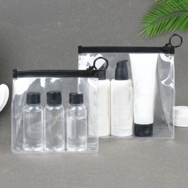 Genomskinlig PVC kosmetikapåse för badrum Klar dragkedja Sminkväska Vattentät tvätt Toalettartiklar Kosmetika Organizer Case 1pcs S