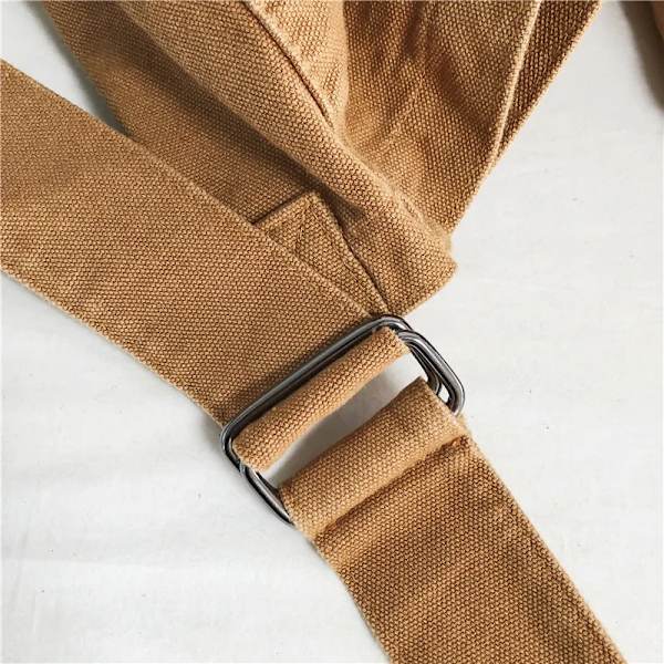 Minimalistisk stil solida axelväskor 100 % bomull Unisex solida crossbody-väskor Canvaspaket Sydkorea Casual Messenger-väskor Beige