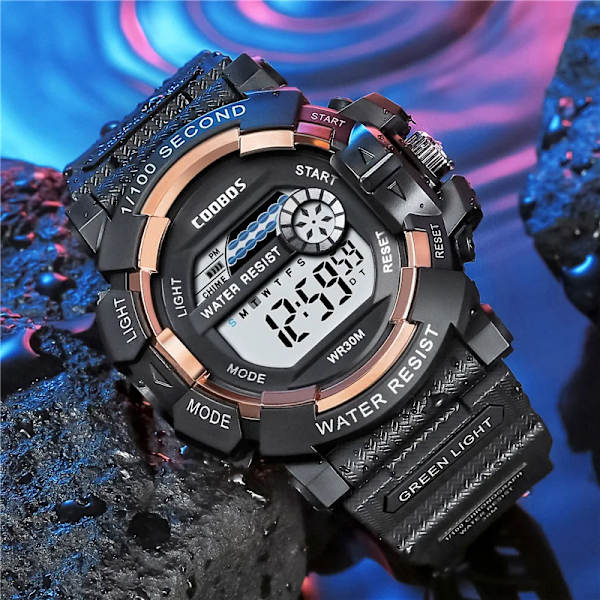 COOBOS Watch för män Big Dial LED digitala armbandsklockor för män Toppmärke Lyxklocka Watch Relogio Masculino Red 2