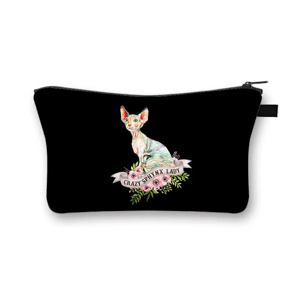 Sphynx Cat Print Kosmetikväska Kvinna Multifunktionell Skönhetsväska Dammtät förvaringsväska Dam Rese Case flickor Makeupväska shzbwumaom12