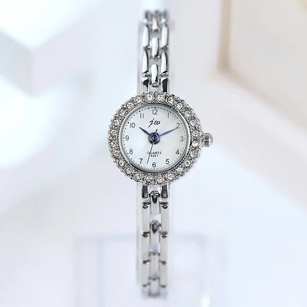 Mode 25 mm watch för kvinnor lyxigt legeringsband kvarts damklocka watch present för flickor roséguld Silver White 2