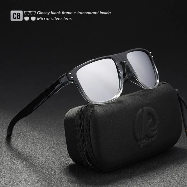 KDEAM Slitstarka lätta polariserade solglasögon Solglasögon i alla passform för män Beläggning Lins Minimera bländning Hårt case ingår C8 Black hard case