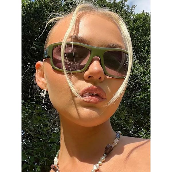 Nya Gröna Sportsolglasögon Män Kvinnor Retro Punk Trendiga Solglasögon För Manliga Solglasögon Goggle Utomhusspegelglasögon UV400 matte tea tea only 1pcs sunglasses