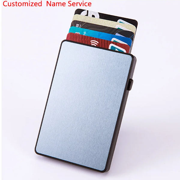 Bisi Goro herrplånbok tunn RFID-blockerande popup-knapp Case Aluminium Enkelkorthållare Box Smart plånbok Name-X-64-Gray