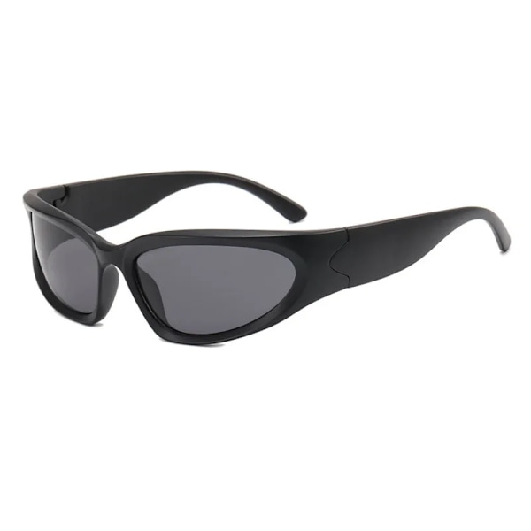 SHAUNA Retro Y2K-stil Kvinnor Cat Eye Solglasögon Mode Färgglada Spegelglasögon Män Punk Sport Solglasögon Black grey As the picture