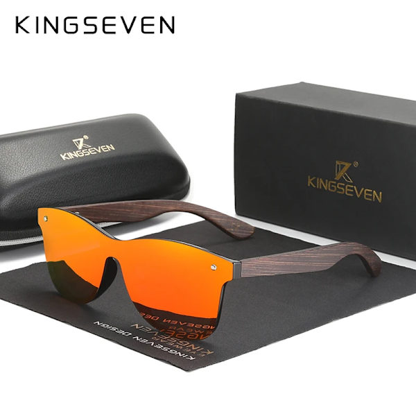 KINGSEVEN Natural Bamboo svärtade solglasögon Polariserade damer för män Eleganta handgjorda träglasögon Oculos Red Original
