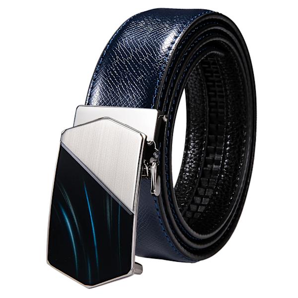 Högkvalitativt märke herrbälten blå koläder Automatiska spännen Spärr midjeband Bälte för män Klänning Jeans Kostym Byxor Present 0070DME 110cm