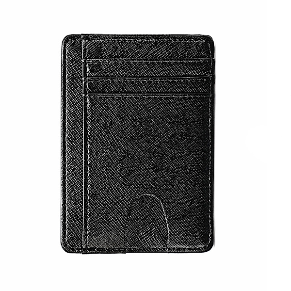 Män Minimalistisk Slim Korthållare Mikrofiber Läderkort Plånbok Line Ultra Tunn Mini Liten Rfid ID-korthållare Handväska Man Kvinnor Crisscross Black