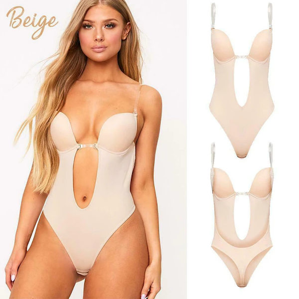 Push Up-bh för kvinnor Shapewear 2022 Sexig djup V-ringad axelbandslös rygglös Body Shapewear För fest Bröllop Body Shaper Skin color S