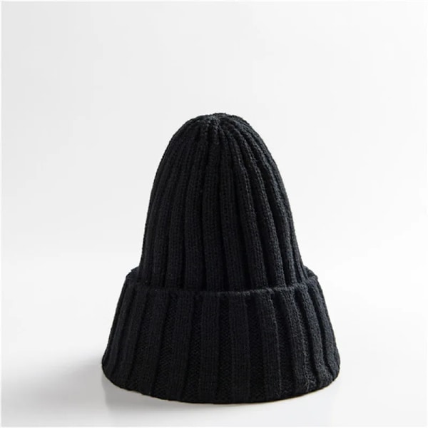 Unisex Bomullsblendade Varma Mjuka Stickade Mössor Hip Hop Vintermössor Beanies För Flickor Höstmössor Skullies Beanies Black