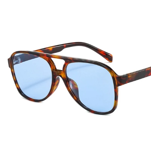 Mode Pilot Överdimensionerade solglasögon Kvinna Personlighet Dubbla broar Solglasögon Kvinnlig Retro Leopard Orange Spegel Glasögon Black Gray other