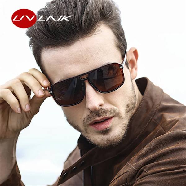 UVLAIK rektangel polariserade solglasögon män Oversized spegel kör solglasögon Brand Designer Driver solglasögon UV400 glasögon Yellow Polarized