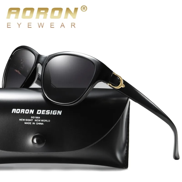 AORON Fashion Polarized Solglasögon Damer Dam Klassiska Solglasögon Glasögon Tillbehör Black Red -Black Glasses Case