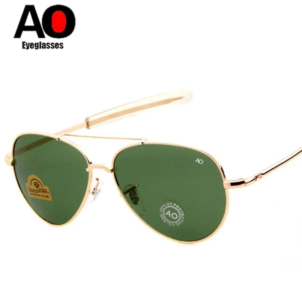 Märke Herr Solglasögon Army MILITARY MacArthur Aviation Style AO Allmänt Solglasögon Amerikansk lins Optiskt glas Oculos De Sol C2