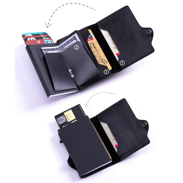 För Apple AirTag Rfid ID Kreditkortshållare Plånbok Herr Dam Kolfiber Puese Business PU Korthållare A-Black