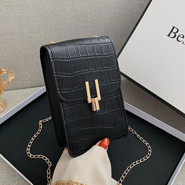 Krokodilmönster Mode Damväska Högkvalitativ textur Axelväska Mobiltelefonväska PU-spänne Crossbody-väskor för kvinnor Khaki