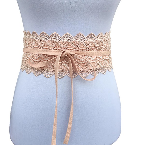 Dam midjeband Bred korsett Spetsbälte Kunstläder Spets Midjeband Damklänning Midjeband Enfärgad Slim Fit Bälten Rosett Pink