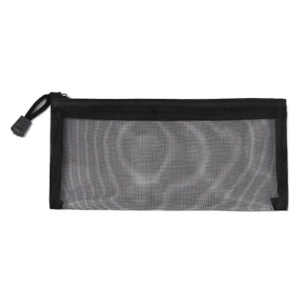 Enkel genomskinlig mesh kosmetisk förvaringsväska genomskinlig dragkedja brevpappersväska Nylon sminkpåse Bärbar resetoalettartiklar Handväska Small - black