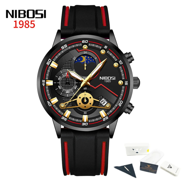 Nytt mode NIBOSI Watch för män Lyx Sport Kronograf Vattentät rostfritt stål kvartsklockor Herr Relogio Masculino G