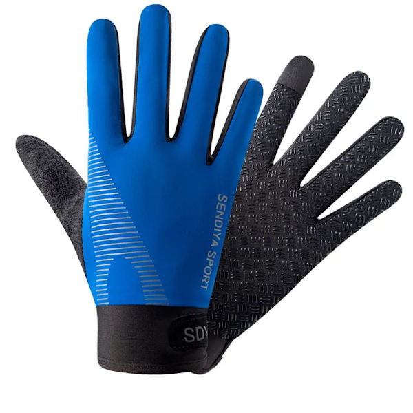 Quick Dry Cykelhandskar Full Finger Touchscreen Herr Dam Handskar Andas Höstvantar Lättvikts Ridhandskar Cykling Blue L