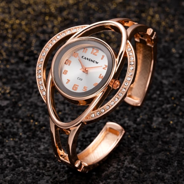 Lyxiga damklockor Kristallmode Kvarts Diamantarmband Damarmbandsur Guld Silver Present till flickvän Montre Femmes Rose Gold