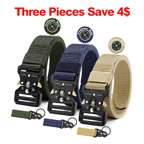 Herrbälte Army Utomhus Jakt Kompass Taktisk Multi Combat Survival Marine Corps Canvas För Nylon Man Lyxbälten ZNZYD-GRBLKH-A 125cm