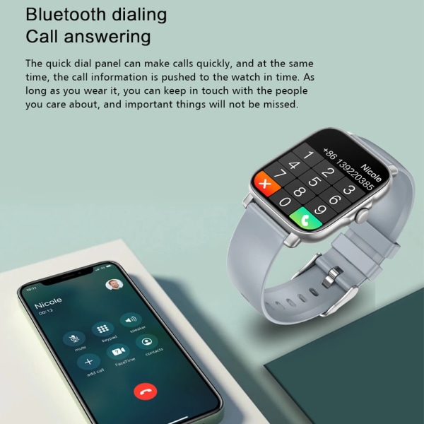 Bluetooth Svara samtal Smart Watch Herr Puls Fitness Tracker Klockor IP67 Vattentät Dam Smartwatch för Android IOS Mesh belt black