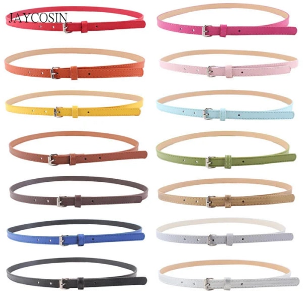 JAYCOSIN Flerfärgad Lady's Slender Tunn Bälte Ceinture feminion Pigskin metallic spänne dam midjebälte Elastiskt midjebälte A527 C