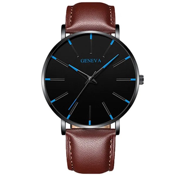 Herrmode Minimalistisk Ultra Tunna klockor för män Enkel Business Rostfritt stål Mesh bälte Quartz Watch relogio masculino Leather Brown Blue