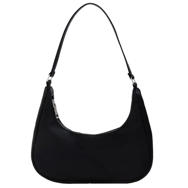 Damväskor Armhåla Axelväska Liten axelväska Nylon Underarmsväskor Clutch Dam Hobos Simple Handväskor Bolso Feminina Black