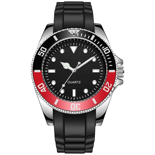 Japan Movement Ingen logotyp 40 mm roterande ram gummirem Quartz Analog Red