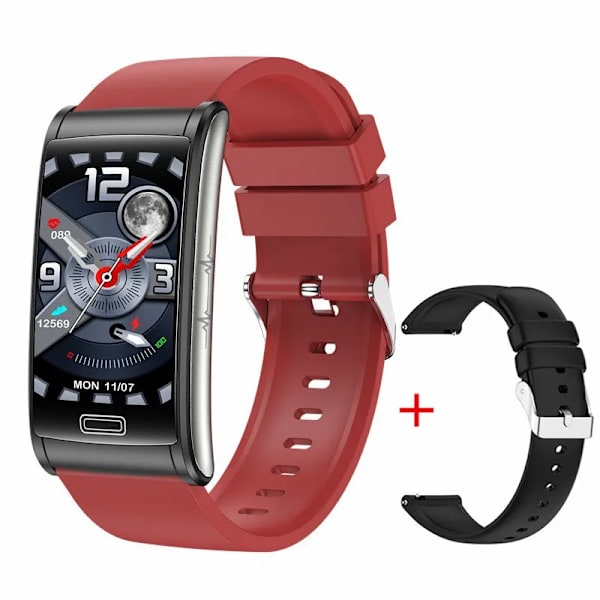 E600 Smart Watch EKG Blodsocker Män Icke-invasiv Blodsocker Puls Hälsomätare Kvinnor Sport Smartwath Armband Red