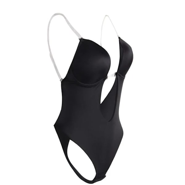 Kvinnors helkroppsformare Backless Shaperwear Stringtrosa Seamless U Plunge Shapers Push-up Bantning BodySuit Midja Shaperwear Black M