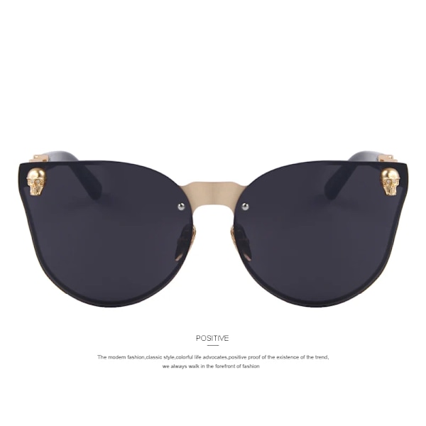 MERRYS Mode Dam Gothic Glasögon Skalle Ram Metall Tempel Oculos de sol UV400 C06 Brown