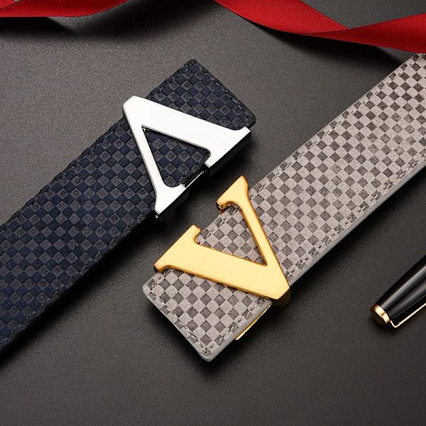 2022 Lyxdesigner Märke Pin Spänne V-bälte Herr Hög kvalitet Kvinnor Herr Klänningsrem i äkta läder för jeans Midjeband GOLD BLACK 115CM