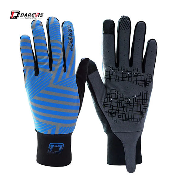 DAREVIE Hela Långa Cykelhandskar Skärm Touch Finger Cykelhandskar Stötsäker Pad Cykelhandskar Lång midja Andningsbar cykelhandske Blue Black XL